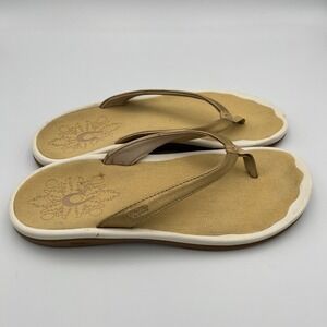 OluKai Ohana Flip Flop Sandals Womens Size 9 Metallic Gold